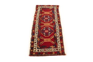 Vintage Red Geometric 2X4 Heriz Persian Rug
