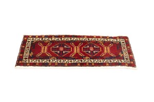 Vintage Red Geometric 2X4 Heriz Persian Rug