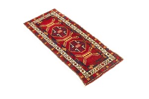 Vintage Red Geometric 2X4 Heriz Persian Rug