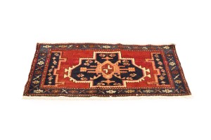 Vintage Red Geometric 2X4 Heriz Persian Rug
