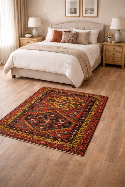 Vintage Red Tribal 4X5 Meshkin Goravan Persian Rug