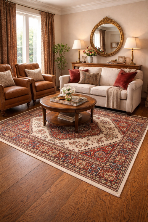 Semi Antique Floral Cream 4'8X6'3 Tabriz Persian Rug