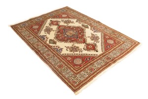 Semi Antique Floral Cream 4'8X6'3 Tabriz Persian Rug