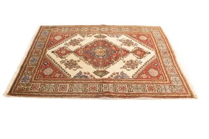 Semi Antique Floral Cream 4'8X6'3 Tabriz Persian Rug