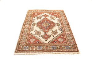 Semi Antique Floral Cream 4'8X6'3 Tabriz Persian Rug