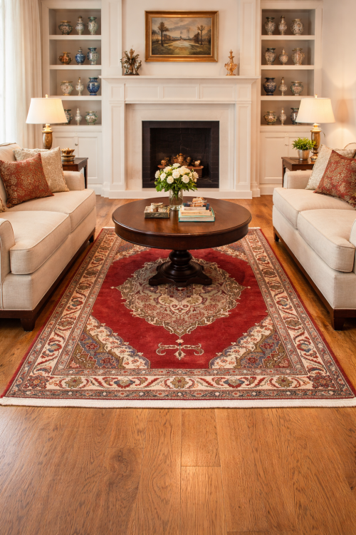 Semi Antique Floral Red 4'9X6'5 Tabriz Persian Rug