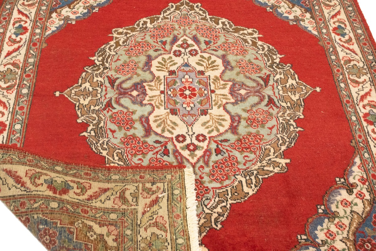 Semi Antique Floral Red 4'9X6'5 Tabriz Persian Rug