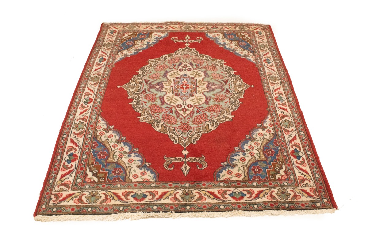 Semi Antique Floral Red 4'9X6'5 Tabriz Persian Rug