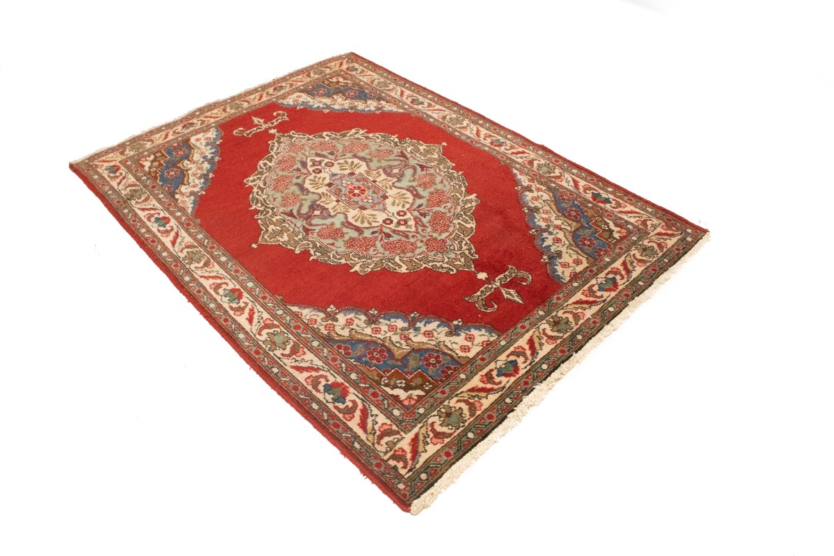 Semi Antique Floral Red 4'9X6'5 Tabriz Persian Rug