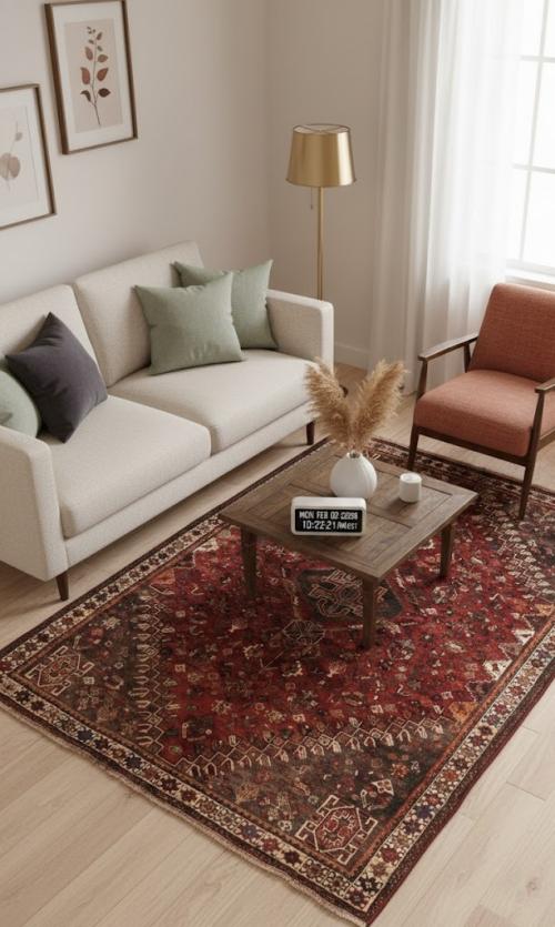 Vintage Rusty Red Tribal 5'9X8'5 Shiraz Persian Rug