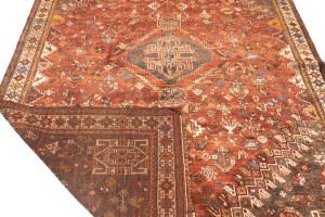 Vintage Rusty Red Tribal 5'9X8'5 Shiraz Persian Rug