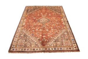 Vintage Rusty Red Tribal 5'9X8'5 Shiraz Persian Rug