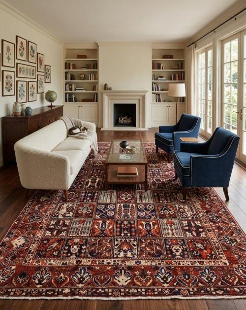 Vintage Brown Floral 10X13 Bakhtiari Persian Rug