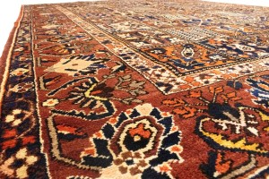 Vintage Brown Floral 10X13 Bakhtiari Persian Rug