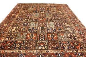 Vintage Brown Floral 10X13 Bakhtiari Persian Rug
