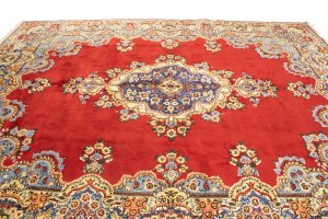 Vintage Floral Classic Red 10X13 Tabriz Persian Rug