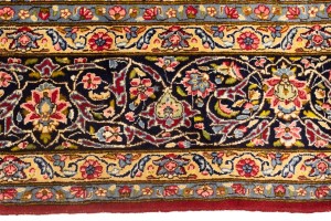 Vintage Red Floral 9X13 Kerman Persian Rug