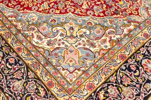 Vintage Red Floral 9X13 Kerman Persian Rug