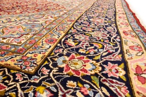 Vintage Red Floral 9X13 Kerman Persian Rug