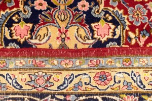 Vintage Red Floral 9X13 Kerman Persian Rug