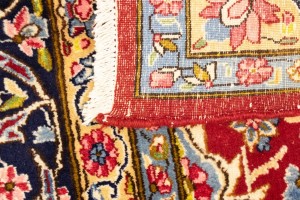 Vintage Red Floral 9X13 Kerman Persian Rug