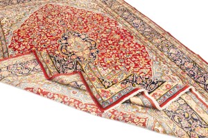 Vintage Red Floral 9X13 Kerman Persian Rug