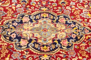 Vintage Red Floral 9X13 Kerman Persian Rug