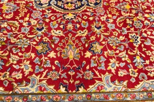 Vintage Red Floral 9X13 Kerman Persian Rug