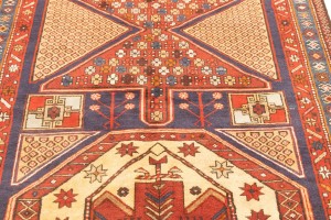 Semi Antique Tribal Geometric 4'5X10'8 Heriz Persian Runner Rug