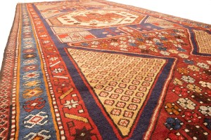 Semi Antique Tribal Geometric 4'5X10'8 Heriz Persian Runner Rug