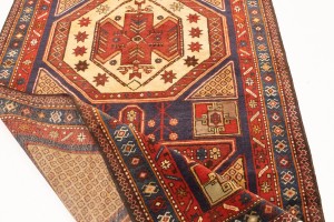 Semi Antique Tribal Geometric 4'5X10'8 Heriz Persian Runner Rug