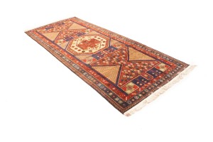 Semi Antique Tribal Geometric 4'5X10'8 Heriz Persian Runner Rug