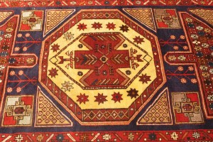 Semi Antique Tribal Geometric 4'5X10'8 Heriz Persian Runner Rug