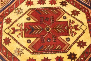 Semi Antique Tribal Geometric 4'5X10'8 Heriz Persian Runner Rug