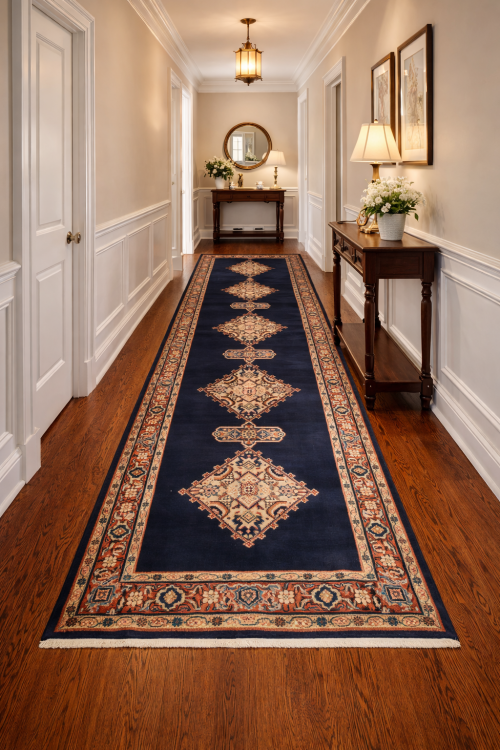 Vintage Floral 3'7X13'6 Mahal Persian Runner Rug