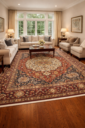 Vintage Rusty Red Floral 10'6X13 Bakhtiari Persian Rug