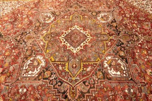Vintage Red Geometric 11X15 Heriz Persian Rug