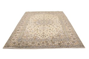 Vintage Cream Traditional 10X13 Kashan Persian Rug