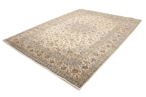 Vintage Cream Traditional 10X13 Kashan Persian Rug