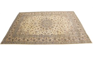 Vintage Cream Traditional 10X13 Kashan Persian Rug