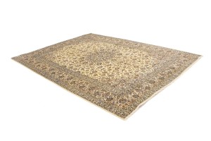 Vintage Cream Traditional 10X13 Kashan Persian Rug