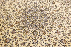 Vintage Cream Traditional 10X13 Kashan Persian Rug