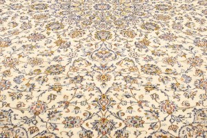 Vintage Cream Traditional 10X13 Kashan Persian Rug