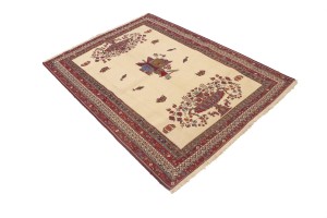 Cream Tribal 4'6X6 Sumak Persian Rug