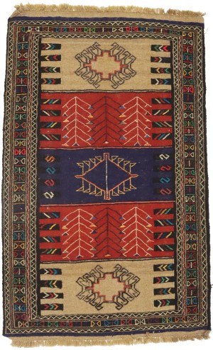 Multicolored Tribal 4X6 Sumak Herati Persian Rug
