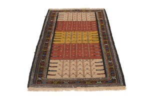 Multicolored Tribal 3'7X5'6 Sumak Herati Persian Rug