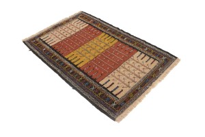 Multicolored Tribal 3'7X5'6 Sumak Herati Persian Rug