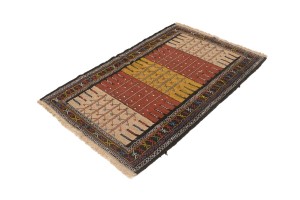 Multicolored Tribal 3'7X5'6 Sumak Herati Persian Rug