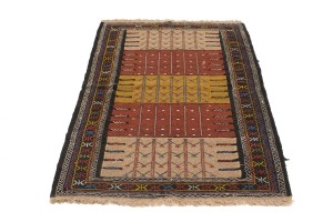 Multicolored Tribal 3'7X5'6 Sumak Herati Persian Rug