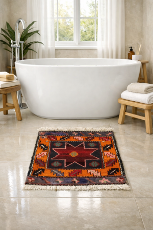 Vintage Geometric Tribal 1'8X1'8 Heriz Persian Square Rug